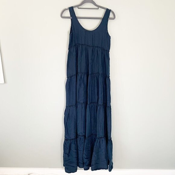 Calypso St. Barth Nettie Tiered Silk Maxi Dress‎ with lace up front closure - Picture 4 of 7